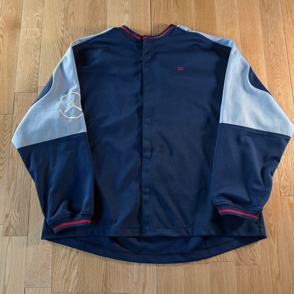 Vintage Nike Air Jordan 23 Warm Up Snap Button Front Navy Jacket Mens XXL